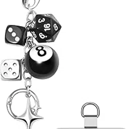bharatbazaar 2PCS Charm Keychain, Aesthetic Keychain for Men and Women, Pool Themed Key Chain with Silver Pendant, Game Night Accessories, Bag Charm for Retro Style-picture-44