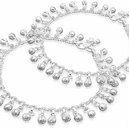 Stylish Silver Payal with Ghungroo for Women | 10 inches Length | Fancy Chain Design Painjan Anklet-picture-46