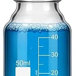 Borosilicate Glass Laboratory Reagent Bottle, 50ml Capacity, Heat Resistant Storage Container with Blue Screw Cap, Medical School Lab Use-image-95