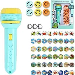 Calyrex Mini Slide Projector Flashlight Torch, Kids Projection Light Toy Slide Flashlight Lamp Education Learning Night Light Before Going to Bed (Multicolor) (Projector Torch)-picture-68