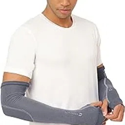 freecultr Unisex Breatheable Bamboo Cotton Antibacterial Arm Sleeves with in Built Glove (Pack 1)-picture-34