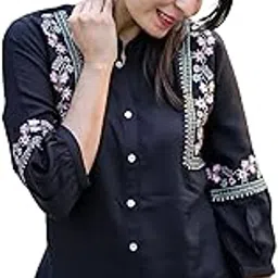 ethnicjunction Women's Rust Viscose Rayon Embroidered A-line Short Kurti | Short Kurti for Women | Top for Office | Women's Tunics Tops | Regular Fit Top-picture-53