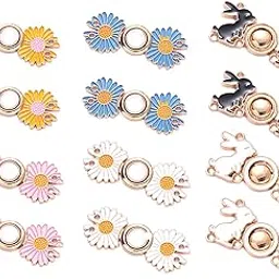 Decorative Daisy and Rabbit Magnetic Snap Buttons,Jeans Clips for Waist 6 Designs, 12 Pieces Jeans Fitting Clips for Women-picture-53