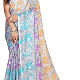 garden vareli Women Floral Printed Chiffon Saree-picture-10