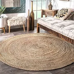 imsid Home Handwoven Jute Round , Natural Fibres, Braided Reversible Carpet - Round 120, Multicolour-picture-27