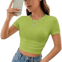 niren enterprise Apple Short Sleeve Ribbed Modal Women Crop top, Pack of 1-picture-38