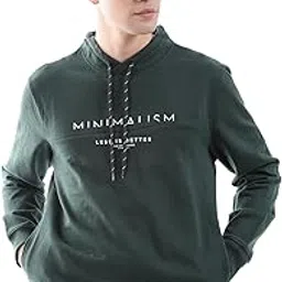 the indian garage co Men's Cotton Regular Fit Typography Cowl Neck Overhead Hooded Sweatshirt-picture-14
