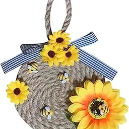 ECOMISTIQ®Bee Sun Flower Wreath Ornament Wall Hanging Garland for Indoor Outdoor B|Home & Garden | Home Décor| Floral Décor-picture-23
