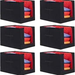 PrettyKrafts 6 Pcs Non Woven Shirt Stacker/Cloth Organizer for Storage/Closet & Wardrobe Organizer for Storage/Foldable Shirt Organizer Cloth Storage Box (Red, 26x40x26 cm)-image-8