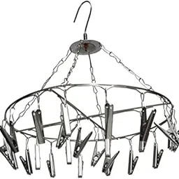AMENSHREE - 24 Clips Stainless Steel Round Cloth Dryer/Clothes Drying Stand/Hanger with Clips (Clothes Peg) 24 Clips (Round)-picture-50
