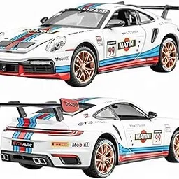 Sky Tech® Matini Porscche 911 GT3 RSR Turbo S 1:32 Scale Model Car Exclusive Alloy Metal car Pull Back Die-cast Metal Toy car with Openable Doors Light Music Best Gifts Toys Kids【Colors as Per Stock】-picture-23