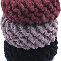 Thick Soft High Grip Elastic Hair Rubber Band Ponytail Holder Hair Accessorie for Girls and Womens.Pack of 3. (Multi-Colour)-image-56
