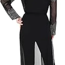 Luxury Indian Style Beaded Abaya Dress 46 Inches Chest Size Front Open Gown Overcoat Style Ladies Suit Saree Cover Up Party Vacation & Wedding Occasion Style Wear 3xl Size And 56 Inches Long-picture-48