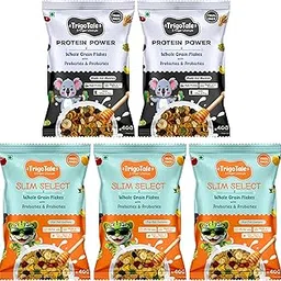 TrigoTale 2 Slim Select + 3 Protein Power With Almonds | 40g x 5 Trial Pack | Breakfast Cereals | For Family in Weight Control & Muscle Gain | Made of Grains & Fruits | Pre & Probiotics | Honey Inside-picture-28