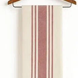 JYOTEX Farmhouse Kitchen Towel, Cream and Rose Striped Pattern, Cotton Tea Towel (F)-picture-10