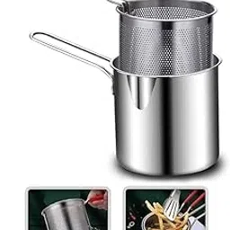 Stainless Steel Deep Frying Pot with Basket, 1200ml Capacity, Long Handle Mini Deep Oil Fryer For French Fries/Shrimp/Fish/Chicken Wings-picture-41