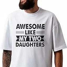 Men's Oversized T-Shirt Awesome Like My Two Daughters Graphic Tee Dad Gift Casual Wear Comfortable Street Style Shirt-image-36