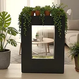 EXPLEASIA Square Planter Indoor Tabletop Water Fountain is a Decor, Fountain for Garden, Water Fountain for Living Room, Fountain for Home vastu (Grey)-picture-26