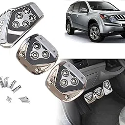 Selifaur - 3 Pcs Silver Non-Slip Manual Car Pedals kit Pad Covers Set for Mahindra XUV 500-picture-14
