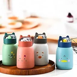 DECAGON Cartoon Printed Glass Bottle for Children Boys and Girls No Leak Glass Water Covered with Stylish Sleeve and Spill Proof Cover.-picture-46