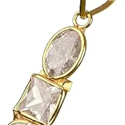 slayinbyneelima 14k Hallmark Gold Snowdrop Pendant for Girls & Women (White Polki Stones)-picture-54