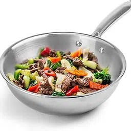AGARO Stainless Steel Regency Triply Wok 20CM, 1.5L, 2.5mm Thick Body, Induction & Gas Compatible, Rivetted Handle-picture-66