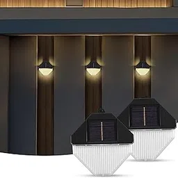 Gesto Solar Outdoor Lights - LED Fence & Deck Lights | Waterproof Solar Lights for Garden, Patio, Pathway, Wall, Stair & Yard Decoration,Balconies, Automatic Day Off & Night On Function (Pack of 2)-image-76
