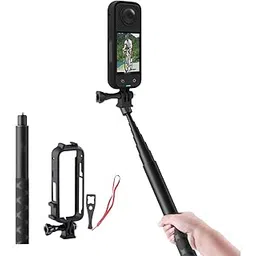 Universal Action Camera Stick with Insta 360 X4 Plastic Case Protective Case Anti-Scratch & Shockproof Cover Cage & Invisible Monopod Heavy Duty Stick (Stick + X4 Plastic Case)-picture-31