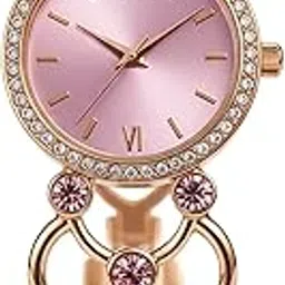 aha crafty Women’s Stylish Rose Gold Analog Bracelet Watch with Pink Crystal Stones | Luxury Designer Watch for Girls-picture-35