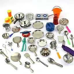 Varnika Stores 38 Pcs Miniature Kitchen Set for Kids Girls - Real Cooking Kit, Steel Choppu Jaman, Play Kitchen (Pack of 38)-picture-28