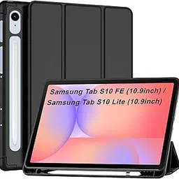 CEDO Tri-Fold Samsung Tab S10 Fe / S10 Lite (10.9 in) Smart Case Flip Cover with Multi Viewing Angles Stand | Pencil Holder | Heat Dissipation | TPU Backcover (Black)-picture-26