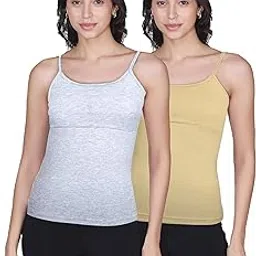 dchica Solid & Printed Padded Camisole Bra for Young Women, Sleeveless Undershirts Cami Vest with Adjustable Straps (Pack of 2) Cotton Camisole Tank Top/Innerwear for Women-picture-29