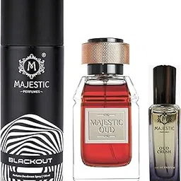 Majestic Perfumes – Majestic Oud 80ml + Oud Crush 20ml + Blackout 150ml || Bold Oudh, Amber, Spices, Rose, Vanilla, Jasmine & More || Long-Lasting Unisex Perfumes & Deo Luxury Gift Set Pack Of 3 ||-picture-48