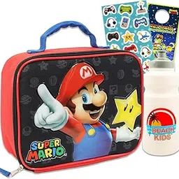 Mario Boys Lunch Box - Bundle with Super Mario Lunch Bag Plus Water Bottle, Stickers, More | Super Mario Lunch Container for Kids, Boys, Girls-picture-12
