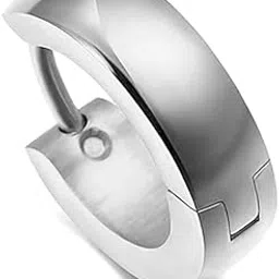 Stainless Steel Silver Plated Hoop Huggie Earrings For Men Boys EARRING32-picture-32