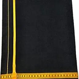 kakumanu Men's Pure BLACK Cotton Lungi (1.90 Meters) Thin Gold Boarder - Free Size-picture-55