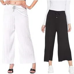 Palazzo Pants Material Spandex Loose-fit Trousers for Women Design No 3_ Combo 2 Parent-picture-11