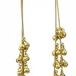 toom thekari Gold Plated Long Ghungroo Pearl Dangler Earrings for Women, Ethnic Traditional Kashmiri Jhumka Tassel with Stone, Festive Wedding Party Jewelry-picture-44