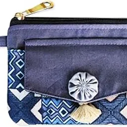 Women's Mini Flap Wallet Made of Printed Cotton Canvas Fabric | Perfect for Business and ID Cards, Coins, Keys Etc | Trendy and Stylish Design (Grey)-image-13