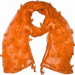 youthquake Women's Self Design Net Dupatta (YQD65C17_Orange_2.25 Metres)-picture-10