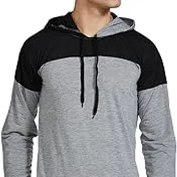 Men's Cotton Blended Regular Fit Hood T-Shirt-image-4