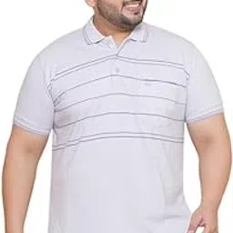 john pride Plus Size Men's Solid Polo Collar Grey Cotton T-Shirt for Men-picture-32