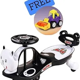 Santoz Premium Bear Face Ride On Swing Car with Light & Music with Comfortable Seats for Kids Boys & Girls (Black)-picture-31