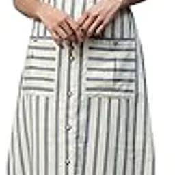 cottinfab Blue & White Striped Shirt Cotton Maxi Dress-picture-12