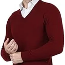 manra Men Pullover V-Neck Solid Plain Full Sleeve Casual Wear Sweater-picture-31