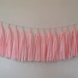amfin AMFIN® (Pack of 2) Party Decorative Paper Tassels Garland for Wedding Home Wall Decor Anniversary , Baby Shower, Kids Party Decorations Tassel / Crafts Birthday Hanging Decoration Supplies - Light Pink-picture-42