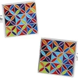 yellow chimes Cufflinks for Men and Boys Square Cuff Links | Silver Toned Formal Stainless Steel Multicolor Cufflink | Birthday Gift for Men and Boys for Husband-picture-19