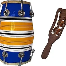 Wooden Musical Instrument Baby Dholak Drum Nuts & Bolt Design02 (Blue)-picture-25