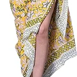 rastogi handicrafts 100% Cotton Block Print Pareo Sarong Swimsuit Wrap Skirt Cover Up Long Women’s Apparel Fabric (73" x 44")-picture-35