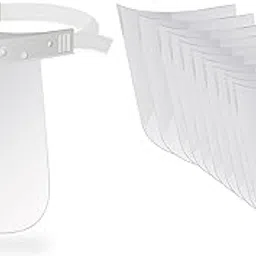 PERF Face Shield | High-Impact Resistant Polycarbonate Visor | Comfortable Adjustable Elastic Band with Replaceable Polycarbonate Visor (One Complete Face Shield + 10 Replaceable Visors)-picture-10